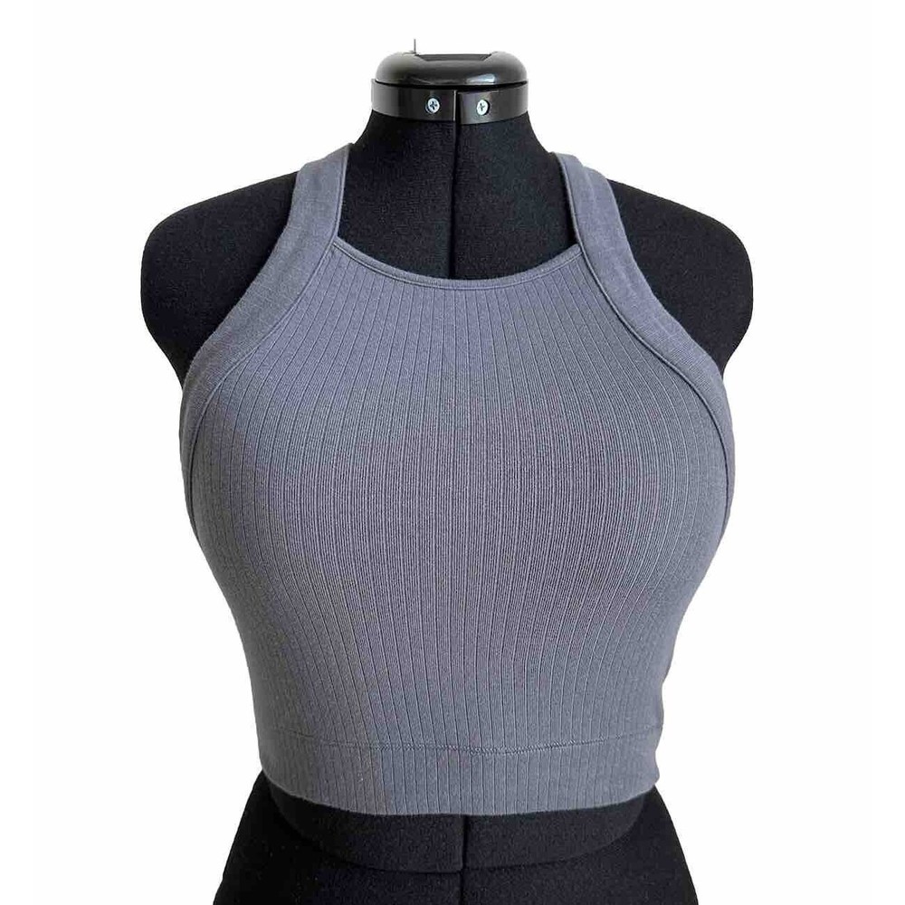 Intimately Free People Women's Gray Racerback Cropped Tank Cami Top Size Large